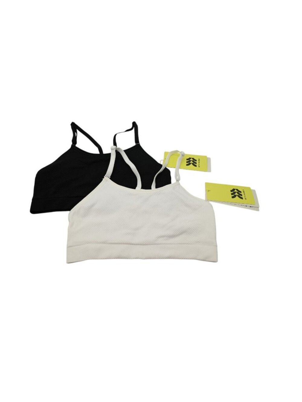 NWT All In Motion Lot of 2 Ribbed Pullover Sports Bras Sz S 6-7 White Black
